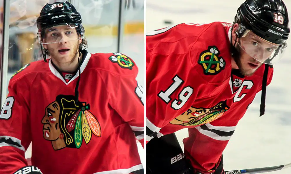 Patrick Kane and Jonathan Toews: photo by Sara A Flickr.